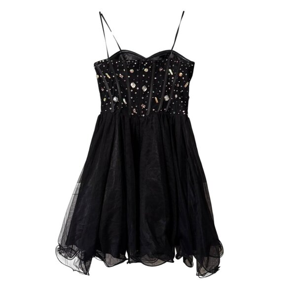 Blondie Nites By Stacy Sklar‎ Mini Dress Formal Gems Prom Homecoming Polyester - Picture 2 of 11